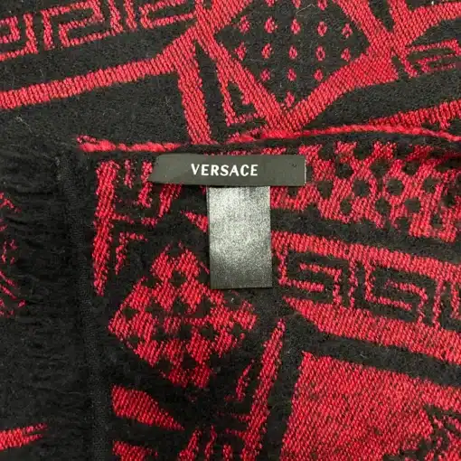 VERSACE Zucca LOGO Red Wool Scarf - Image 4