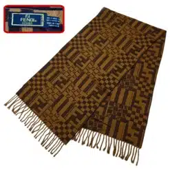 Fendi ff logo brown color scarf 100% wool