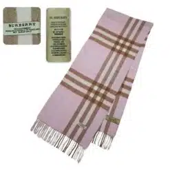 Giant Check Burberry Pink Scarf for Women – 100% Cashmere, Lightweight, and Comfortable with Classic Pink Check Pattern