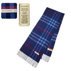 Burberry Navy Giant Check Cashmere Scarf - Pre-owned luxury scarf from Real Cornor, offering timeless elegance and comfort.