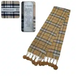 Burberry 100% Cashmere Giant Check Beige Scarf