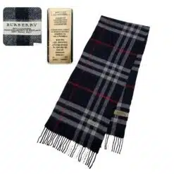 Burberry Cashmere Nova Check Black Scarf from Real Cornor, a pre-owned luxury accessory combining elegance and warmth for every occasion.