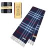 Burberry 100% Cashmere Navy Blue Scarf for Men and Women – Elegant, timeless accessory for all seasons.