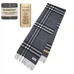 Burberry Classic Nova Check Gray Cashmere Scarf from Real Cornor, a pre-owned luxury accessory perfect for any outfit.