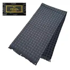 Fendi 100% Wool FF Logo Black Scarf