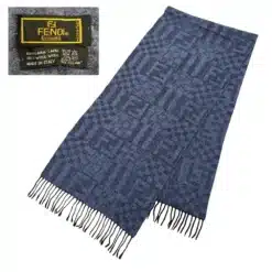 FENDI FF Vintage Wool Blue Scarf