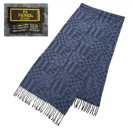 FENDI FF Vintage Wool Blue Scarf