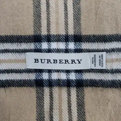 Burberry 100% Cashmere Giant Check Beige Scarf - Image 3
