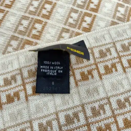 FENDI FF Logo Beige Wool Scarf - Image 4
