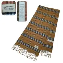 Burberry Scarf Beige Check Cashmere Scarf