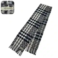Burberry Cashmere Check Gray Scarf