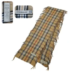 Burberry Beige classic check fringe scarf