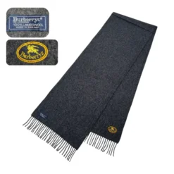 Burberry Logo Gray Wool Scarf
